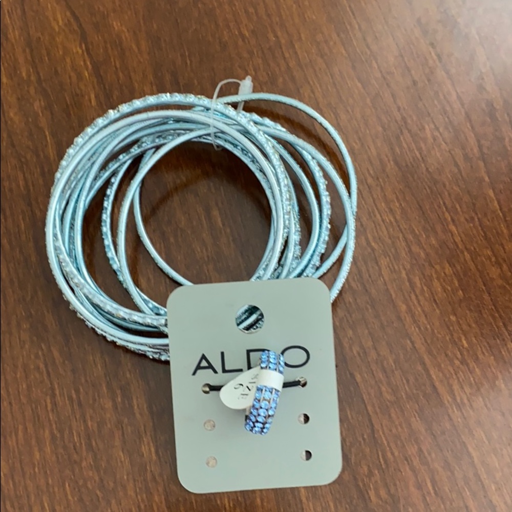 ALDO Blue Bangled Bracelet & Blue Stone Ring.